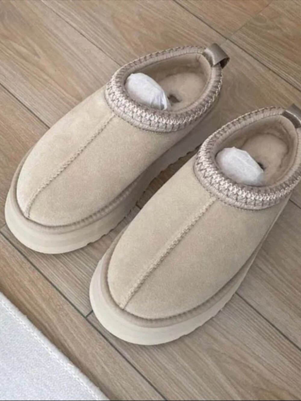 UGG Tazz Platform Mules Sand Beige Suede Chunky Slipper - Picture 2 of 4